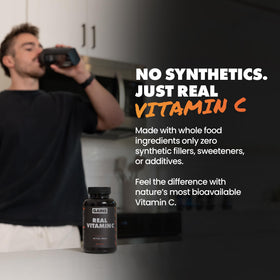 GAINS IN BULK Réel Vitamine C, vue arrière de l'emballage
