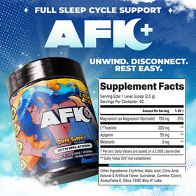 Gamer Supps AFK+® complément alimentaire en poudre à côté d'un livre