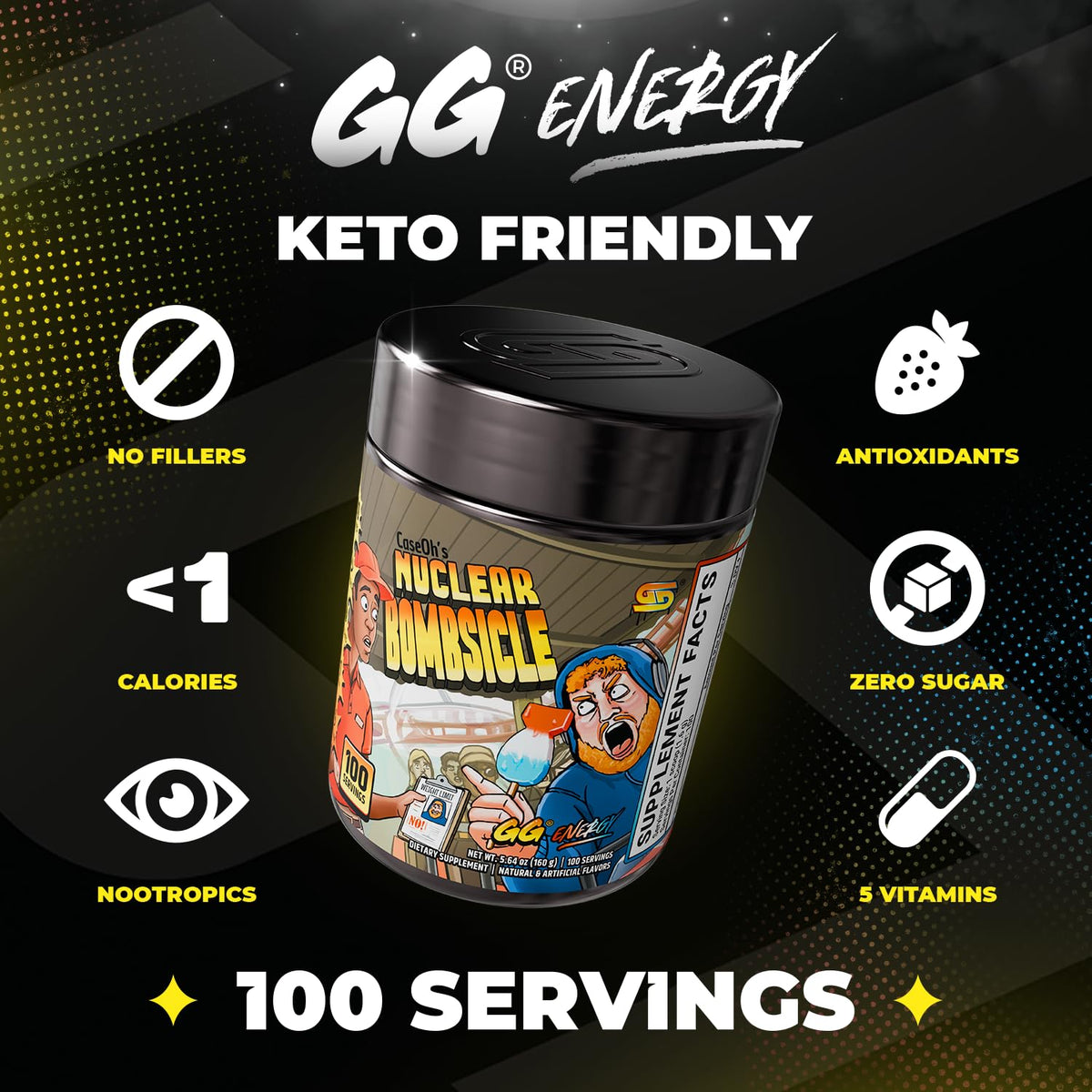 Gamer Supps GG Energy CaseOh's Nuclear Bombsicle poudre vue de dessus