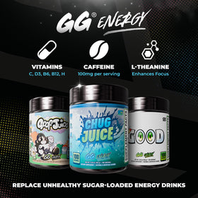 Gamer Supps GG Energy Chug Juice affichant les ingrédients