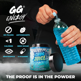 Gamer Supps GG Energy Chug Juice poudre dans un verre