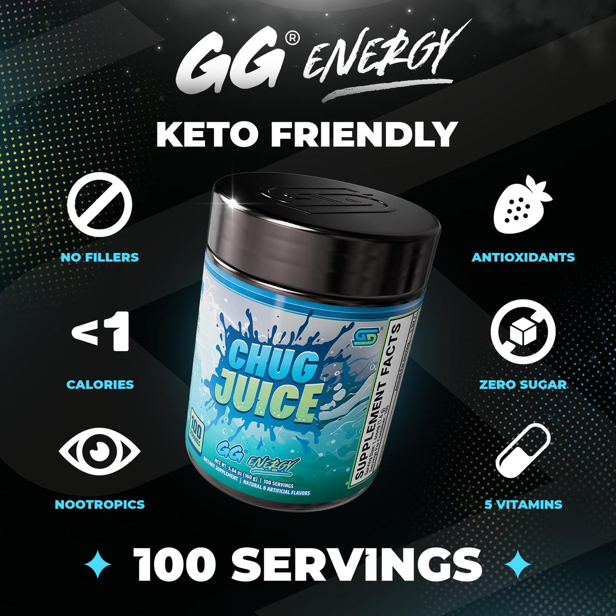 Gamer Supps GG Energy Chug Juice tub vue de côté