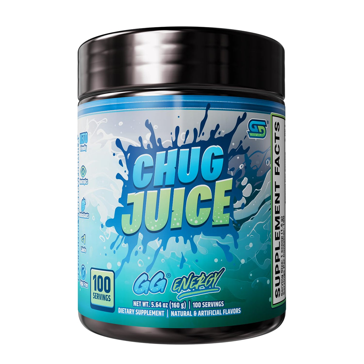 Gamer Supps GG Energy Chug Juice tub vue de face, saveur baies mélangées