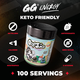 Gamer Supps GG Energy Goof Juice poudre dans un verre avec eau