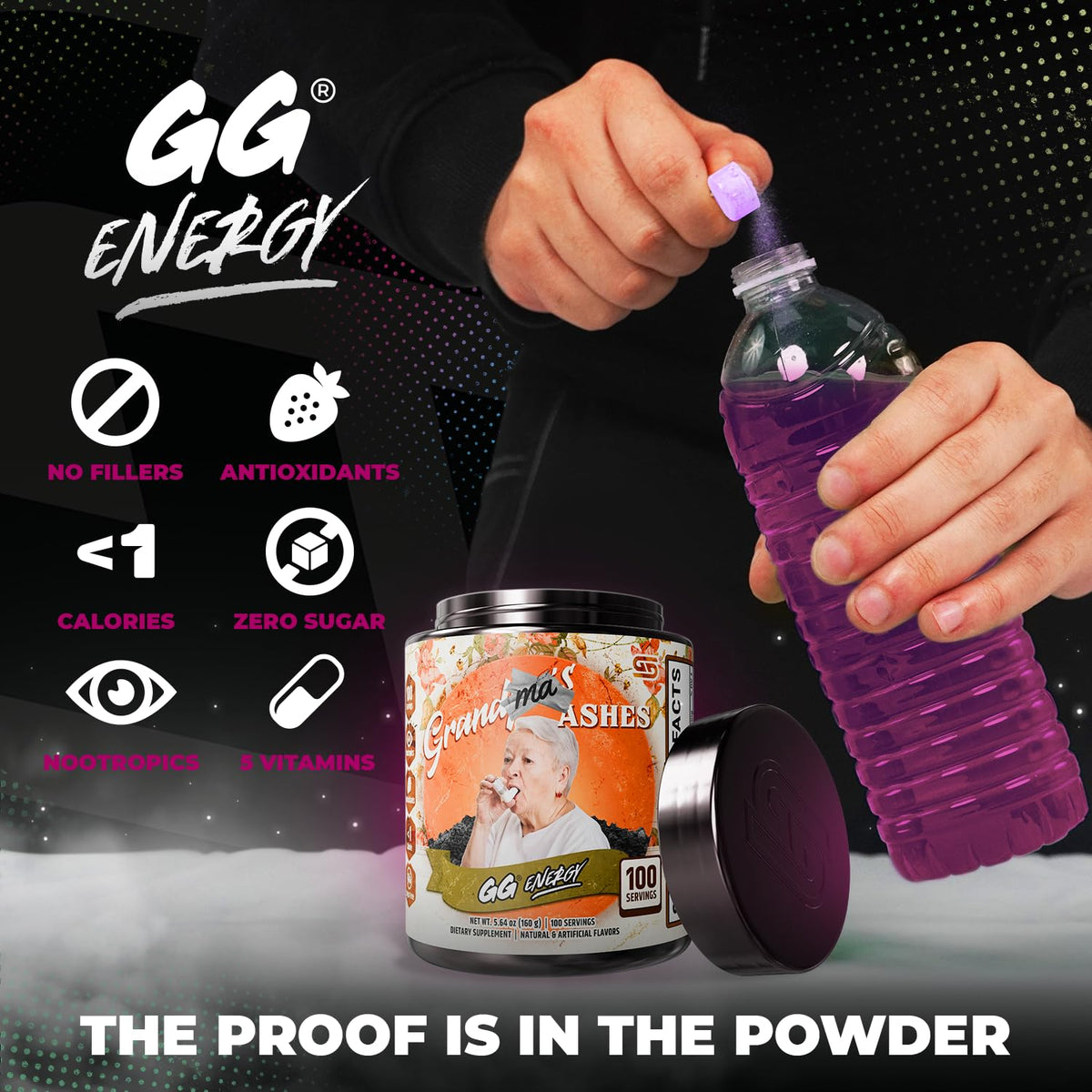 Gamer Supps GG Energy - Grandma's Ashes étiquette avec ingrédients