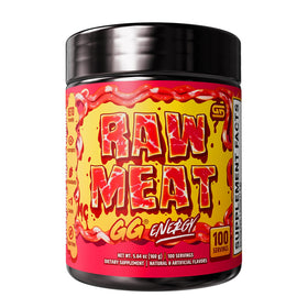 Gamer Supps GG Energy - Raw Meat par MeatCanyon, pot avant avec étiquette