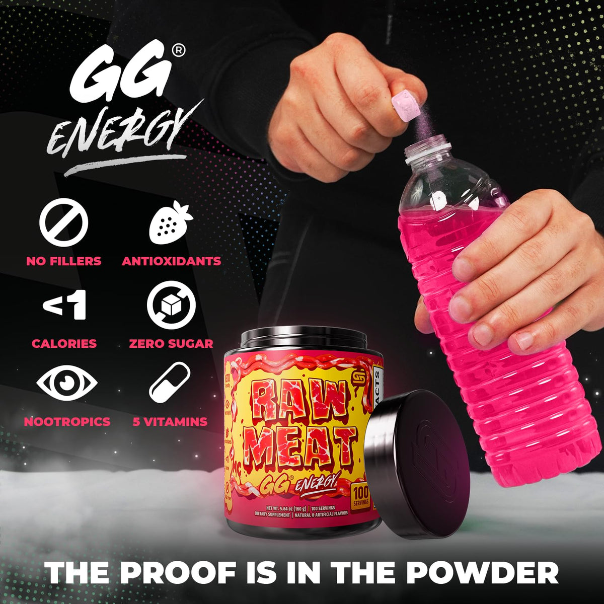 Gamer Supps GG Energy - Raw Meat, vue arrière du pot