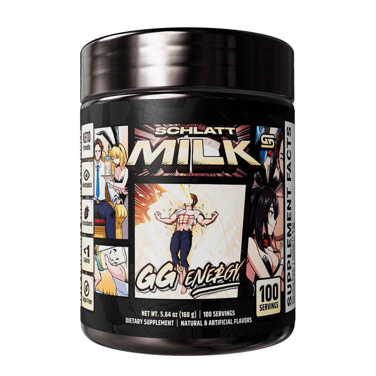 Gamer Supps GG Energy - Schlatt Milk pot de 100 portions vue de face