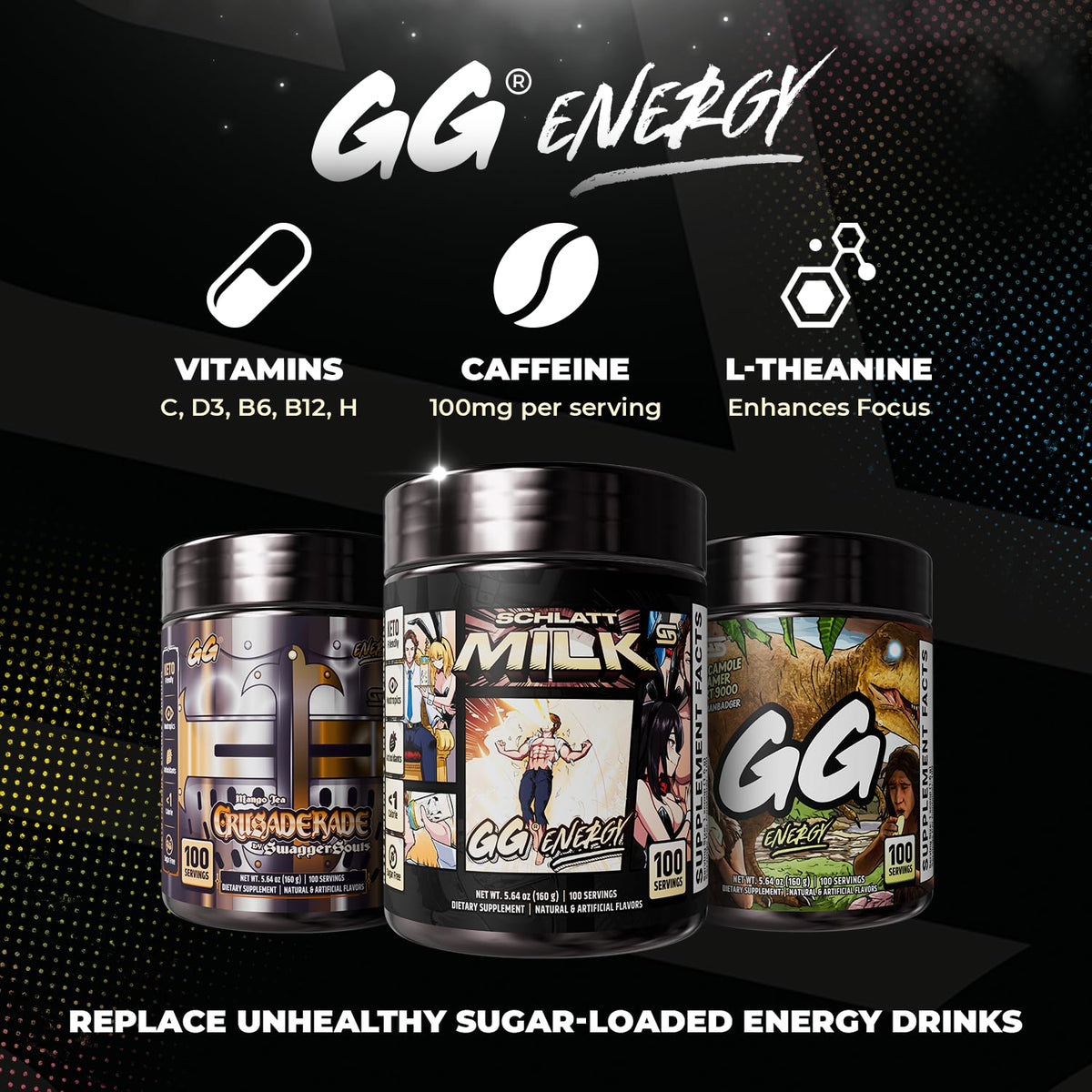 Gamer Supps GG Energy - Schlatt Milk pot ouvert avec cuillère