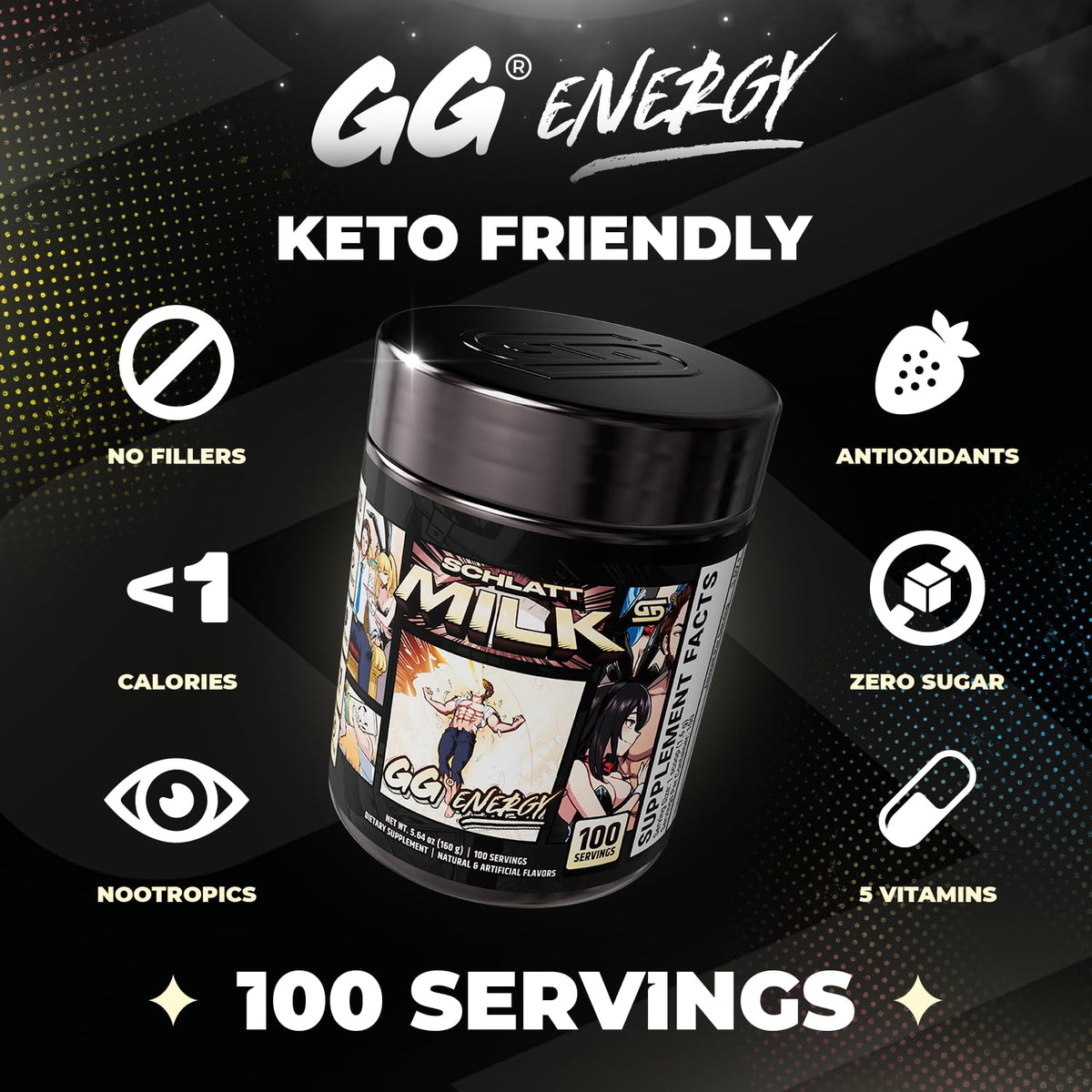 Gamer Supps GG Energy - Schlatt Milk poudre dans un verre
