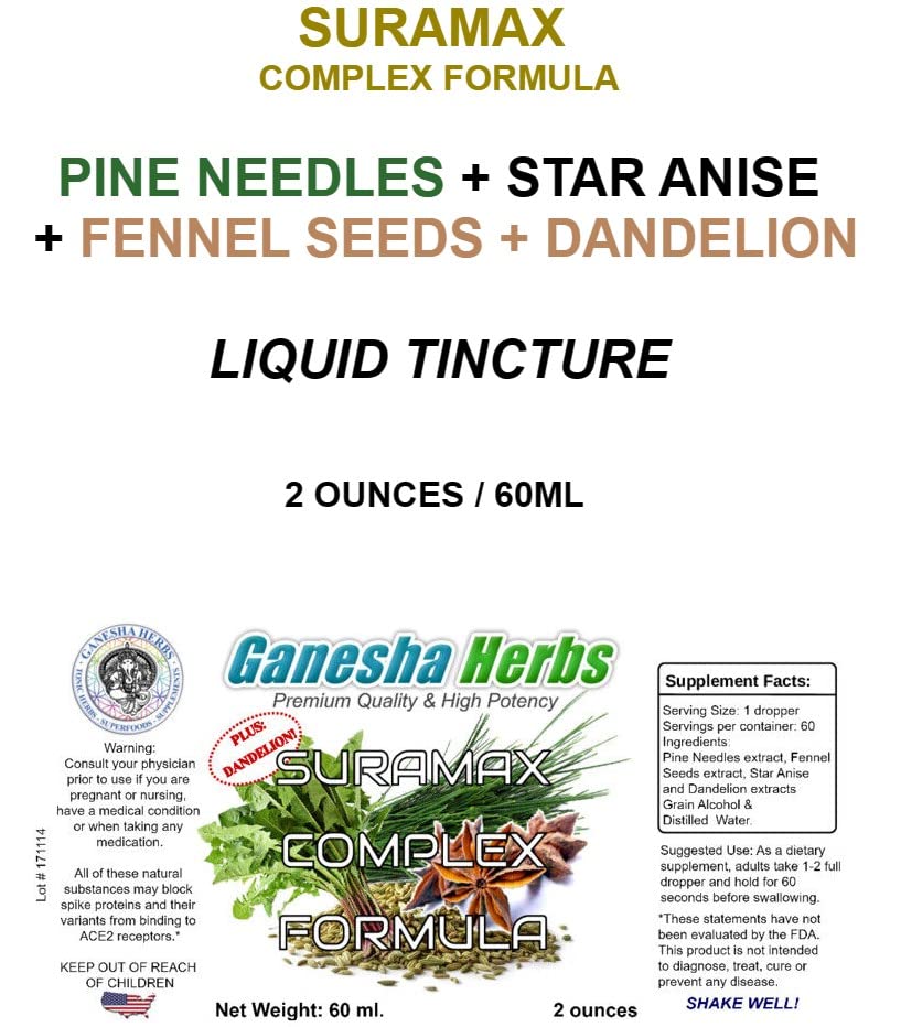 Ganesha Herbs SURAMAX complexe de pousses de pin sur fond naturel