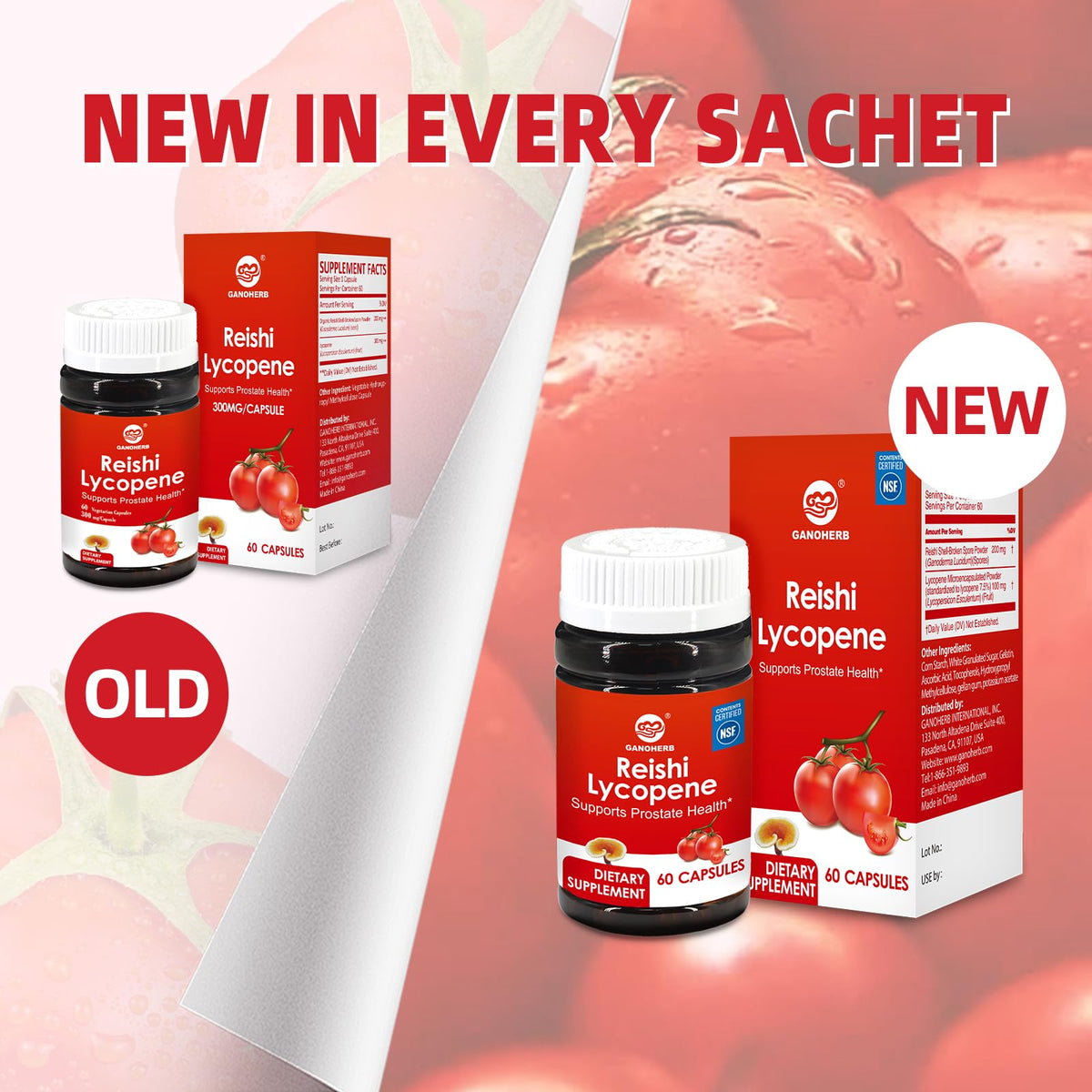 GANOHERB Complément Alimentaire Lycopène 100mg avec Reishi, vue arrière