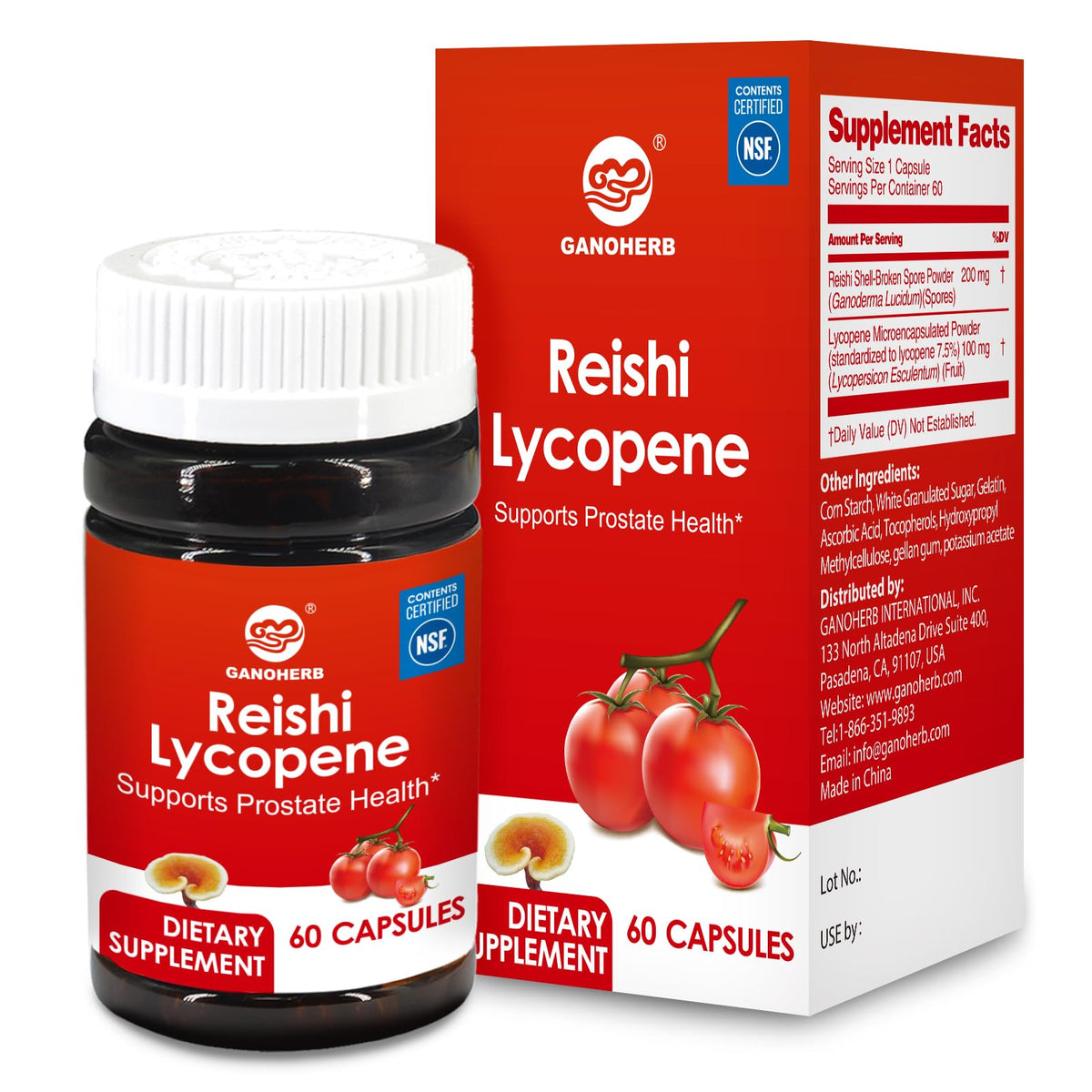 GANOHERB Complément Alimentaire Lycopène 100mg avec Reishi, vue avant