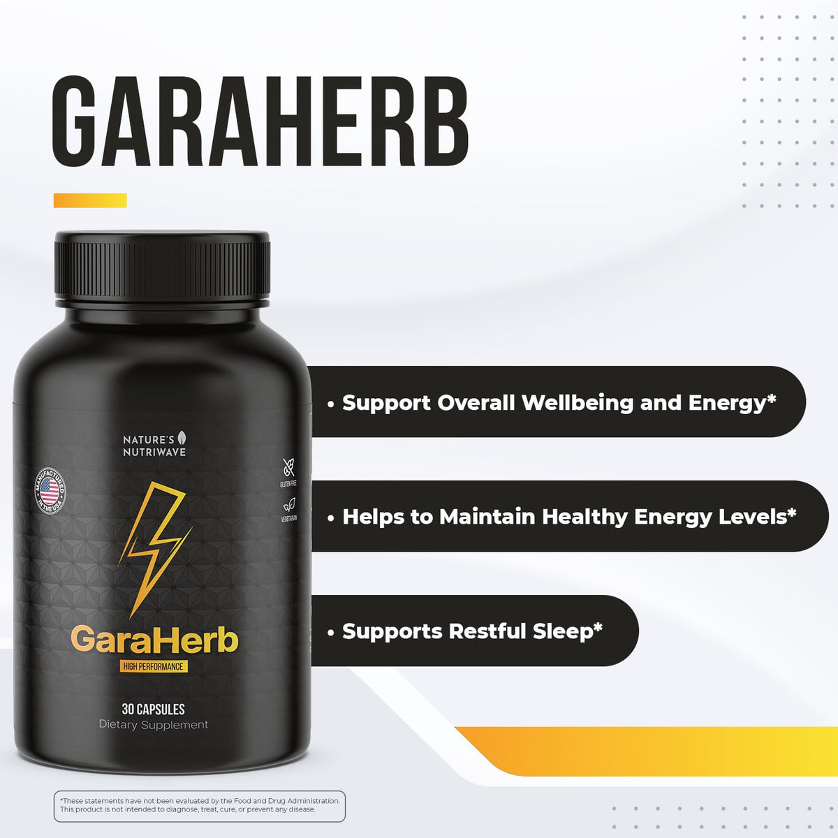 Garaherb L-Citrulline Maca 30 capsules sur fond blanc