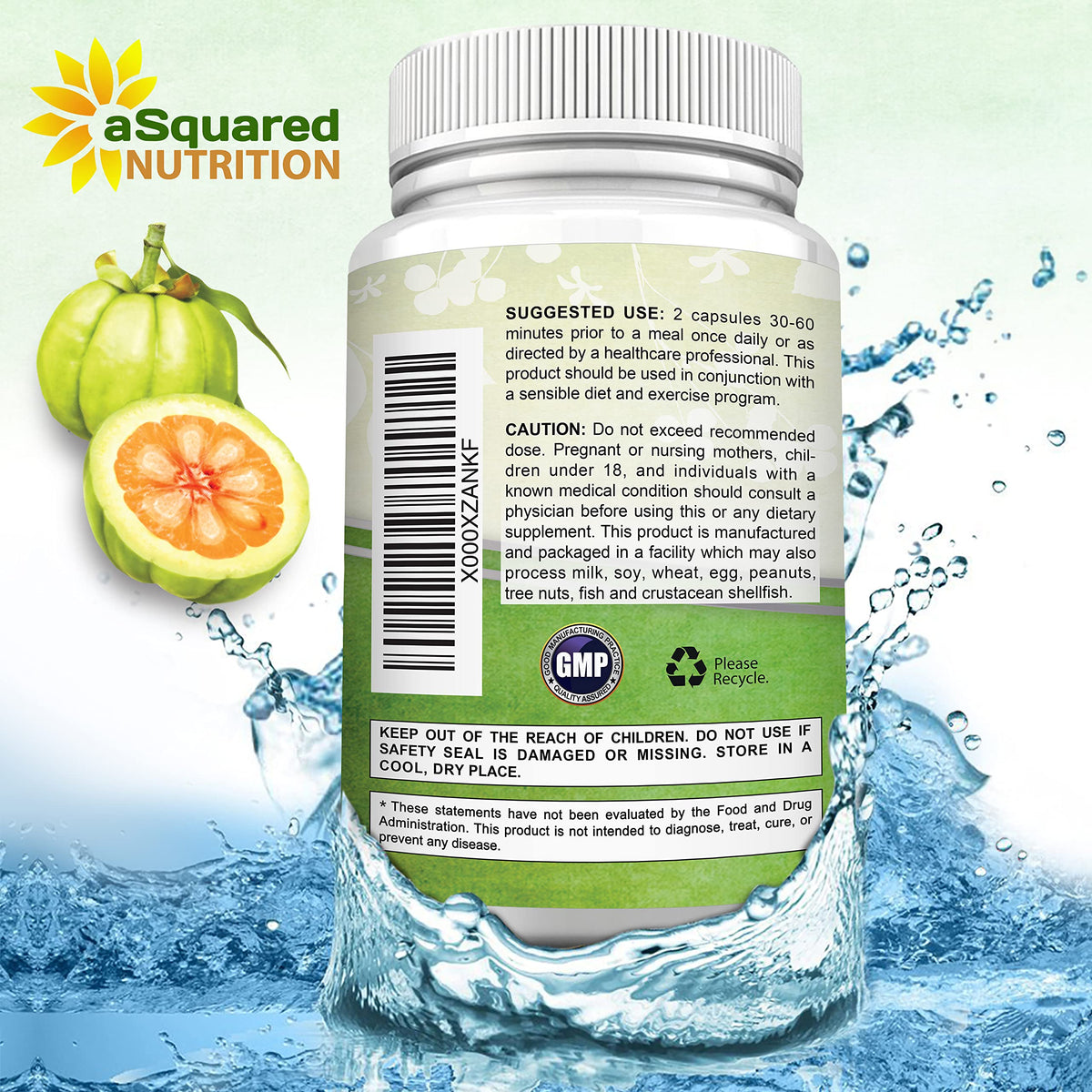Garcinia Cambogia aSquared Nutrition 120 capsules côté