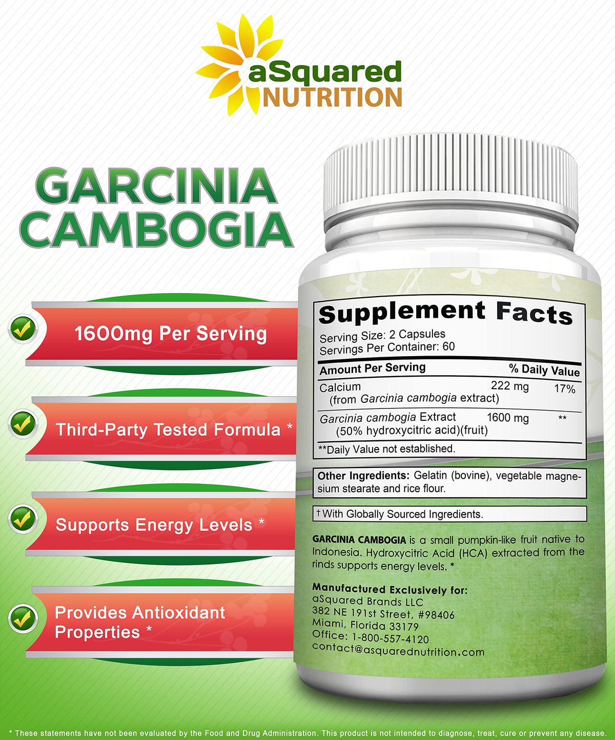 Garcinia Cambogia aSquared Nutrition 120 capsules en milieu naturel