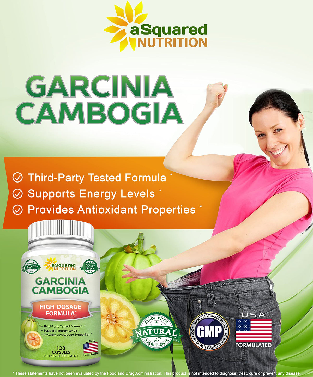 Garcinia Cambogia aSquared Nutrition 120 capsules sur une table