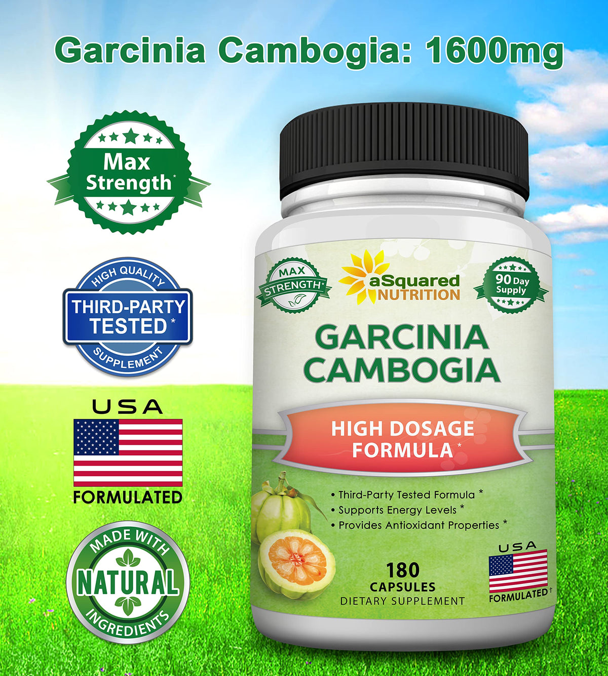 Garcinia Cambogia aSquared Nutrition étiquette du flacon