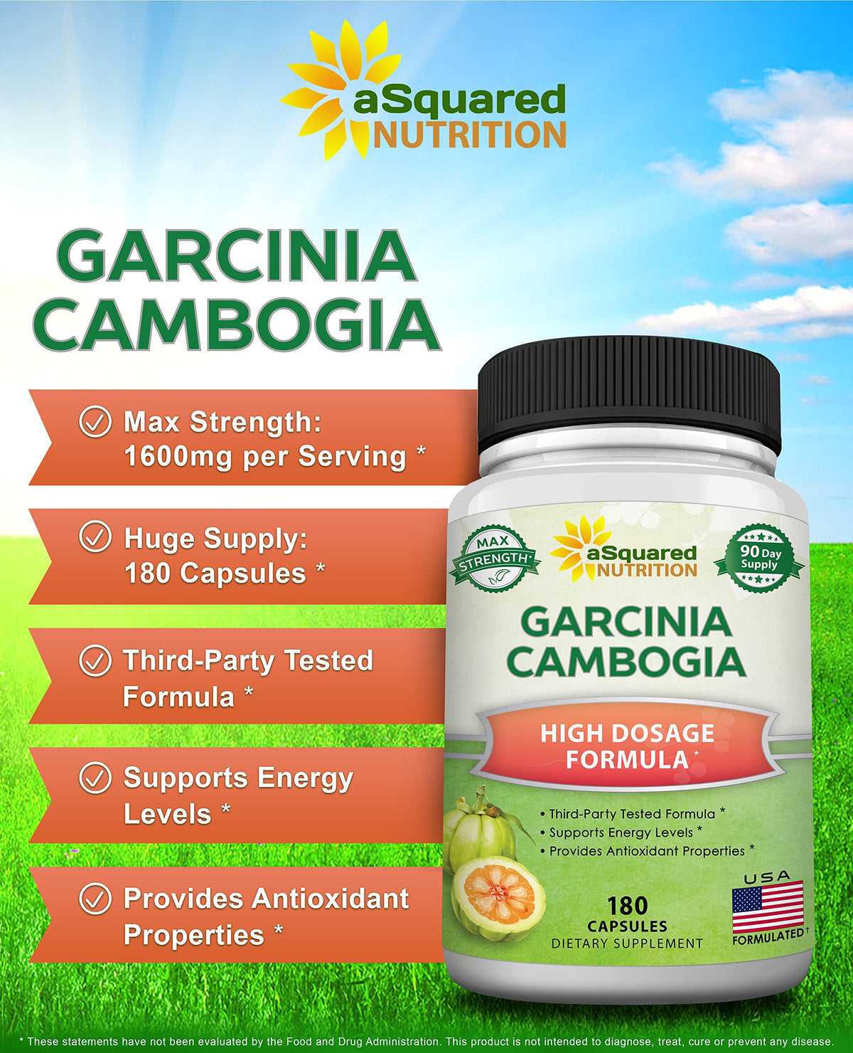 Garcinia Cambogia aSquared Nutrition gélules sur fond blanc