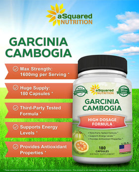 Garcinia Cambogia aSquared Nutrition gélules sur fond blanc