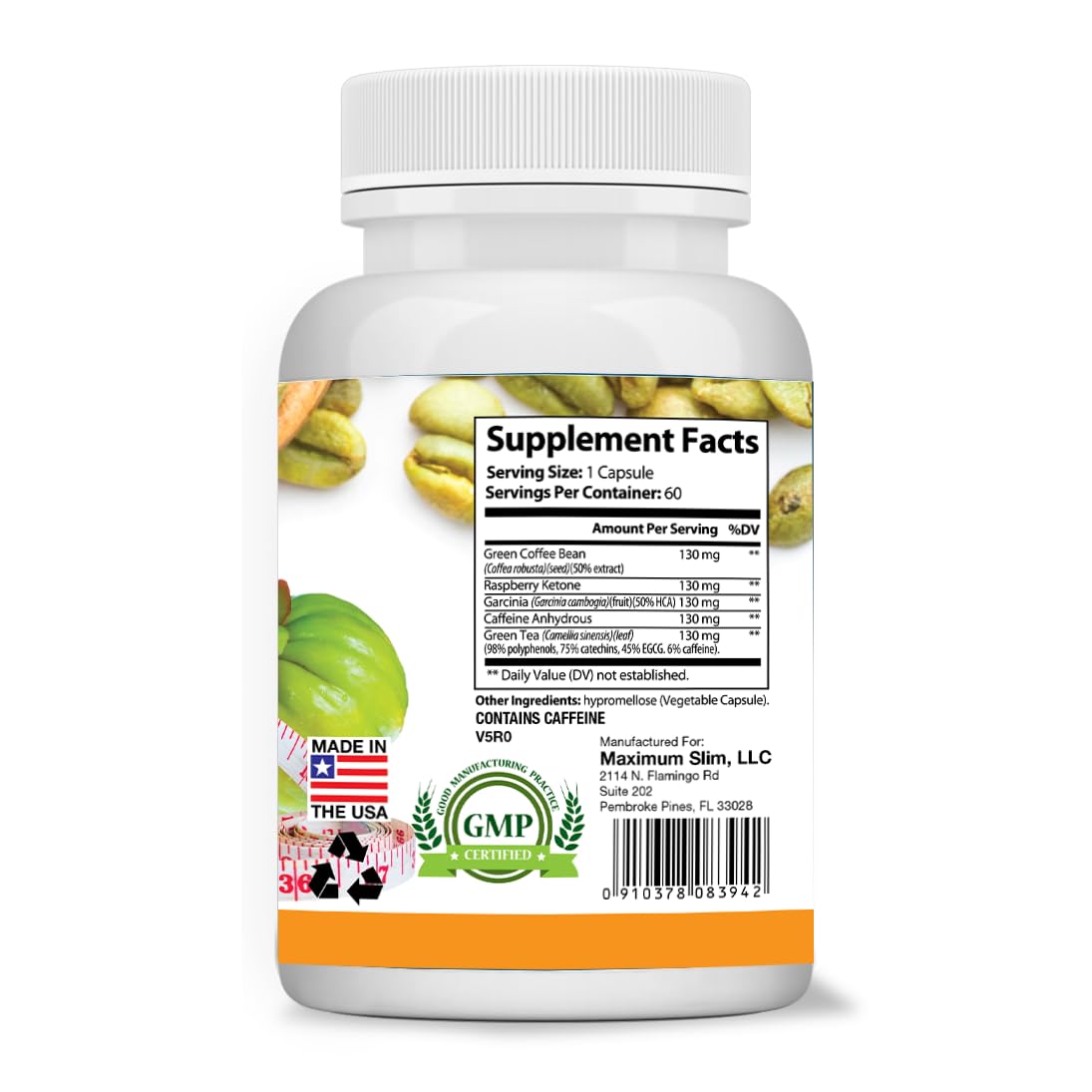 Garcinia Cambogia Maximum Slim avec fruits frais en arrière-plan