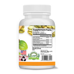 Garcinia Cambogia Maximum Slim avec fruits frais en arrière-plan