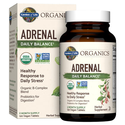 Garden of Life Adrenal Daily Balance 120 comprimés, vue de face