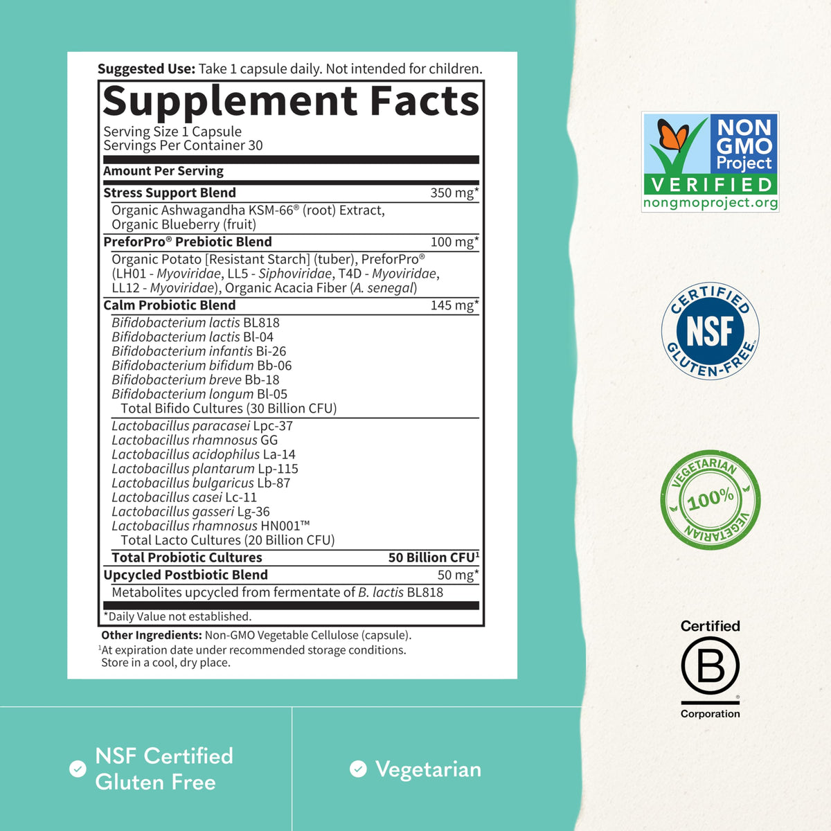 Garden of Life Calm capsules sur fond blanc