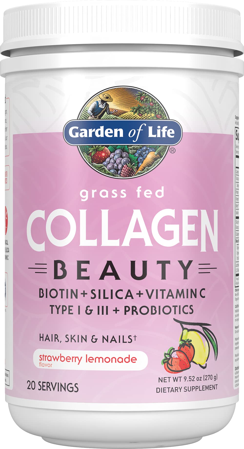 Garden of Life Collagène Beauté Poudre Fraise Citron vue avant
