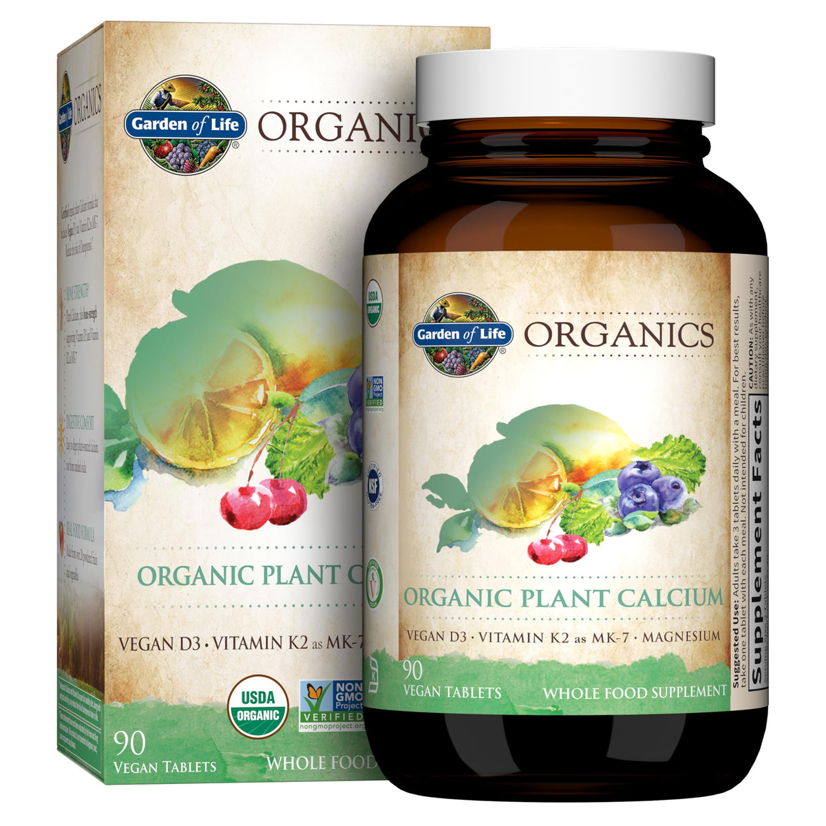 Garden of Life Complément Alimentaire Calcium 1000mg 90 comprimés vue de face
