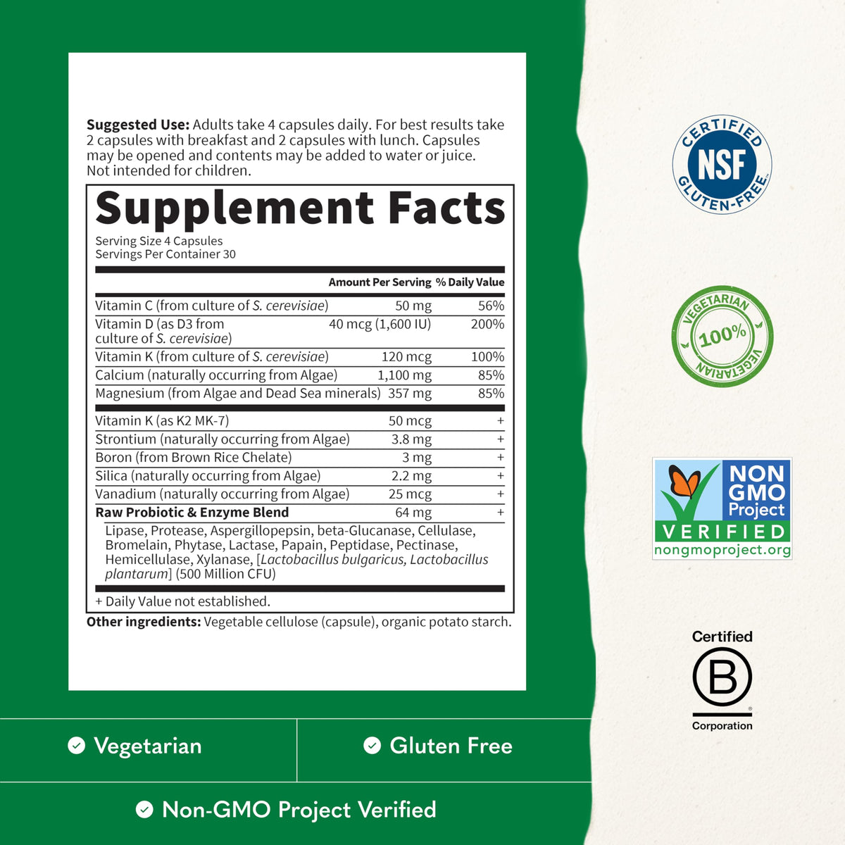 Garden of Life Complément Alimentaire Calcium Cru 120 Capsules côté