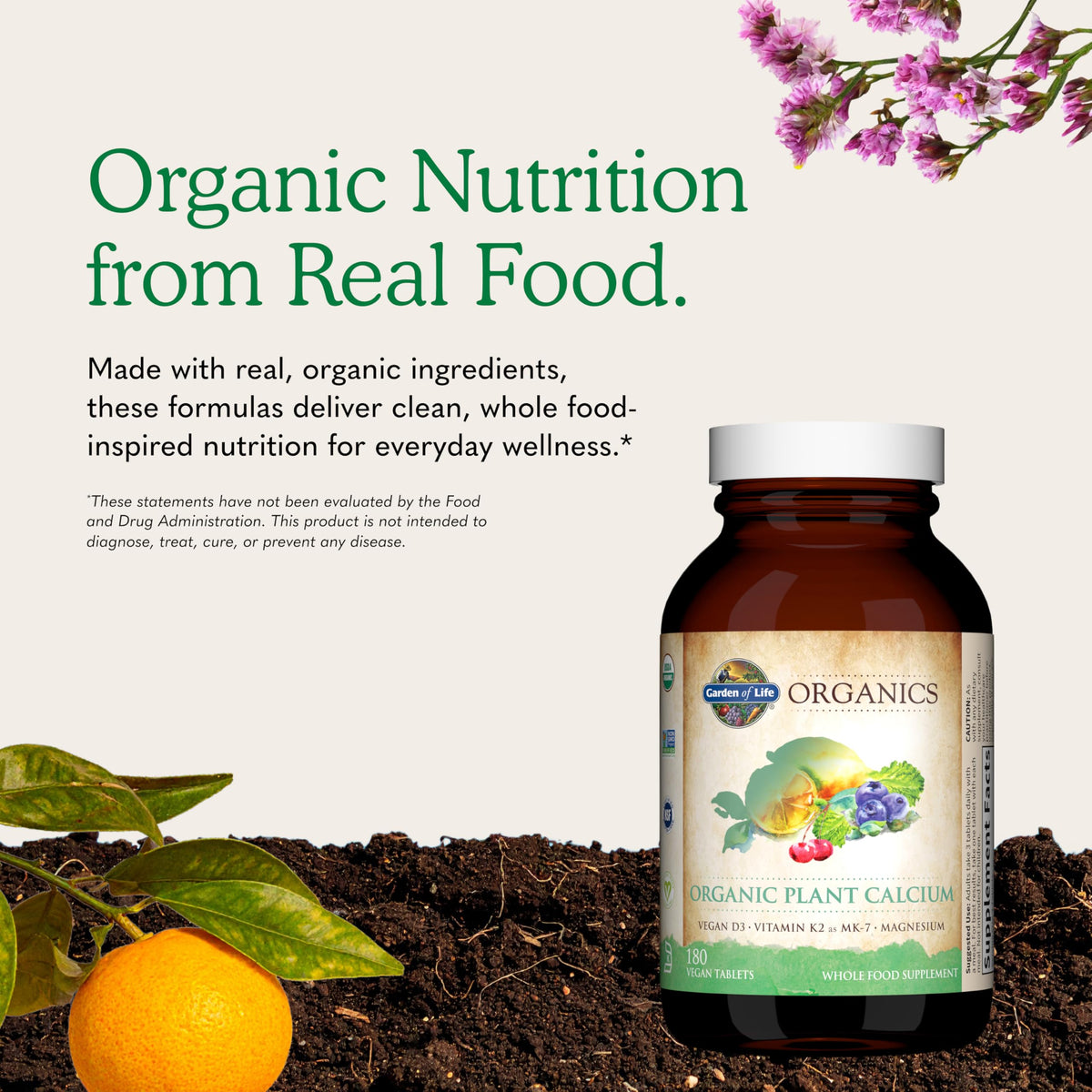 Garden of Life Complément Alimentaire Calcium Végétal 180 comprimés avec des ingrédients naturels