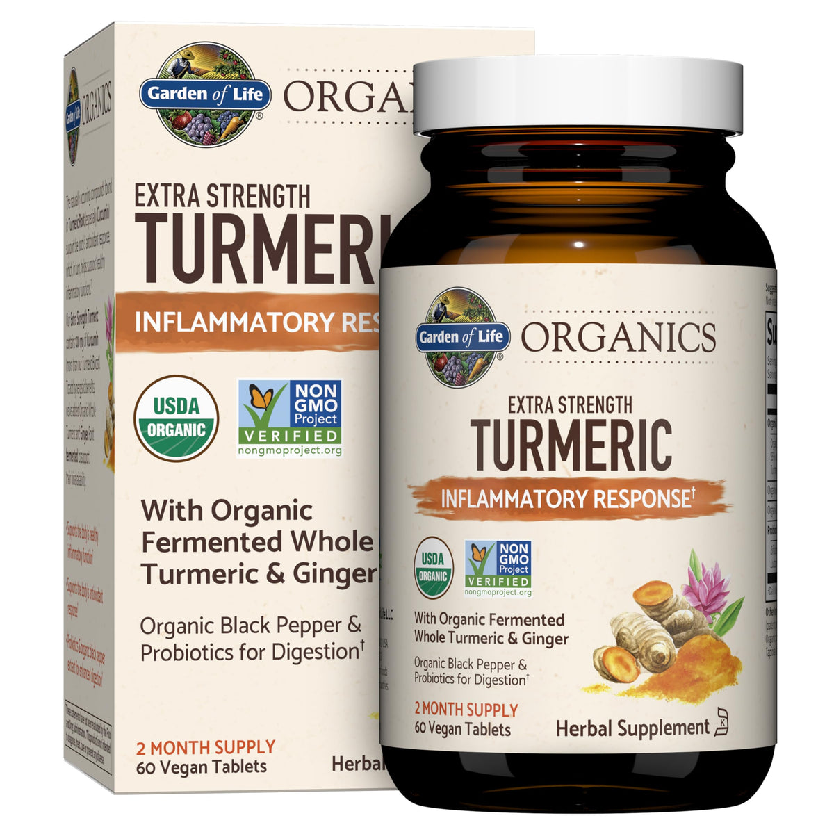Garden of Life Complément Alimentaire Curcuma 60 Comprimés vue avant