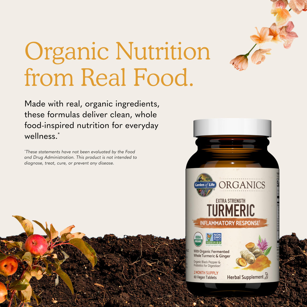 Garden of Life Complément Alimentaire Curcuma comprimés avec verre d'eau