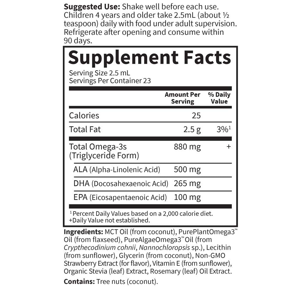 Garden of Life Complément Alimentaire Omega-3 Végétal 118g ingrédients