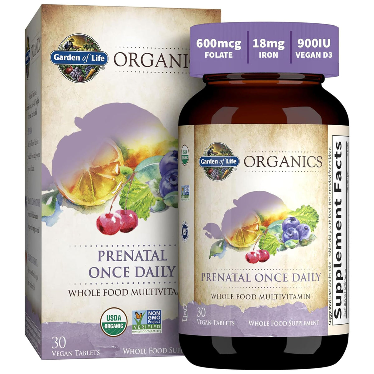 Garden of Life Compléments Alimentaires Prénatals 30 Tablettes vue avant