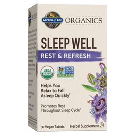 Garden of Life comprimés de sommeil 30 comprimés devant un fond neutre