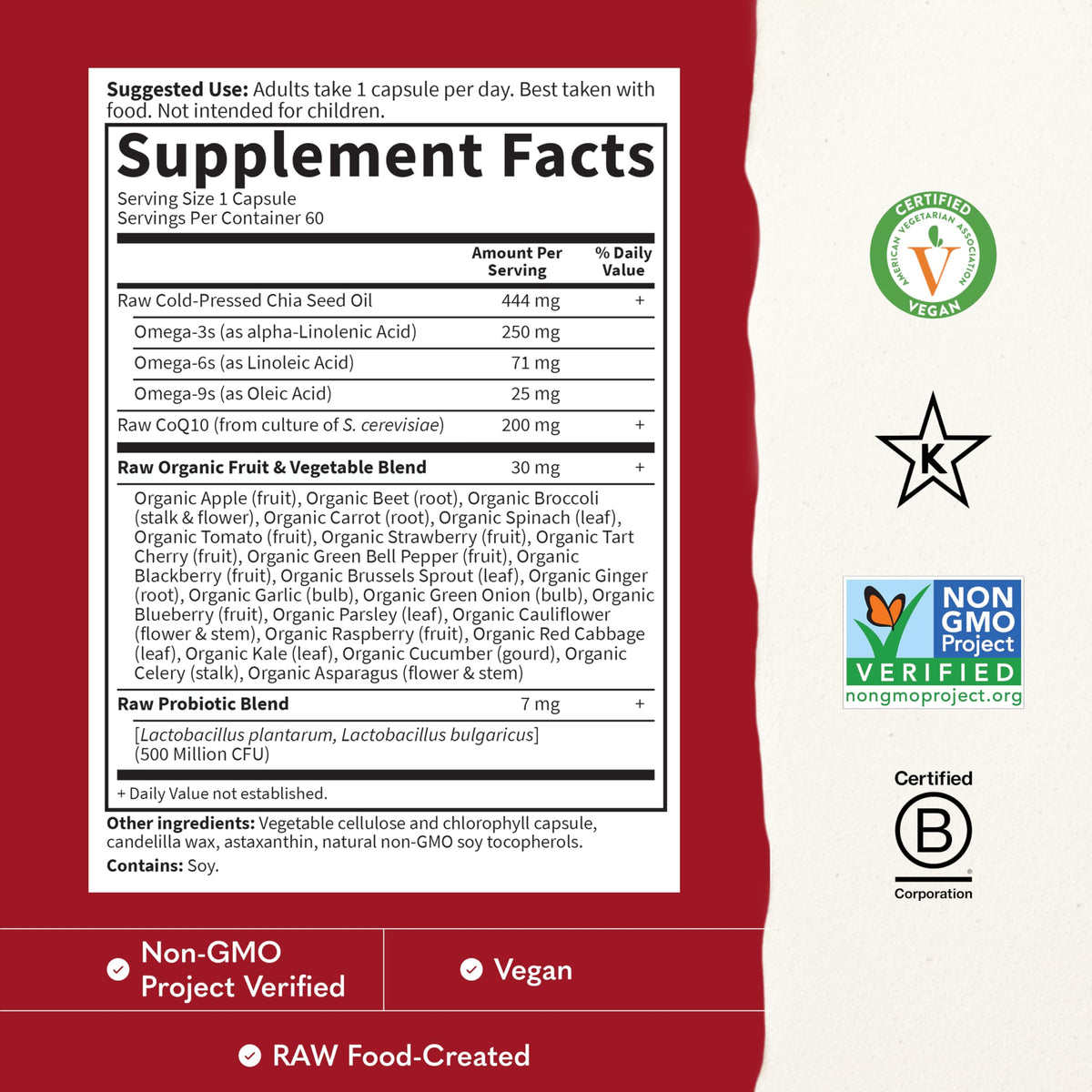 Garden of Life CoQ10 200mg 60 capsules sur fond blanc