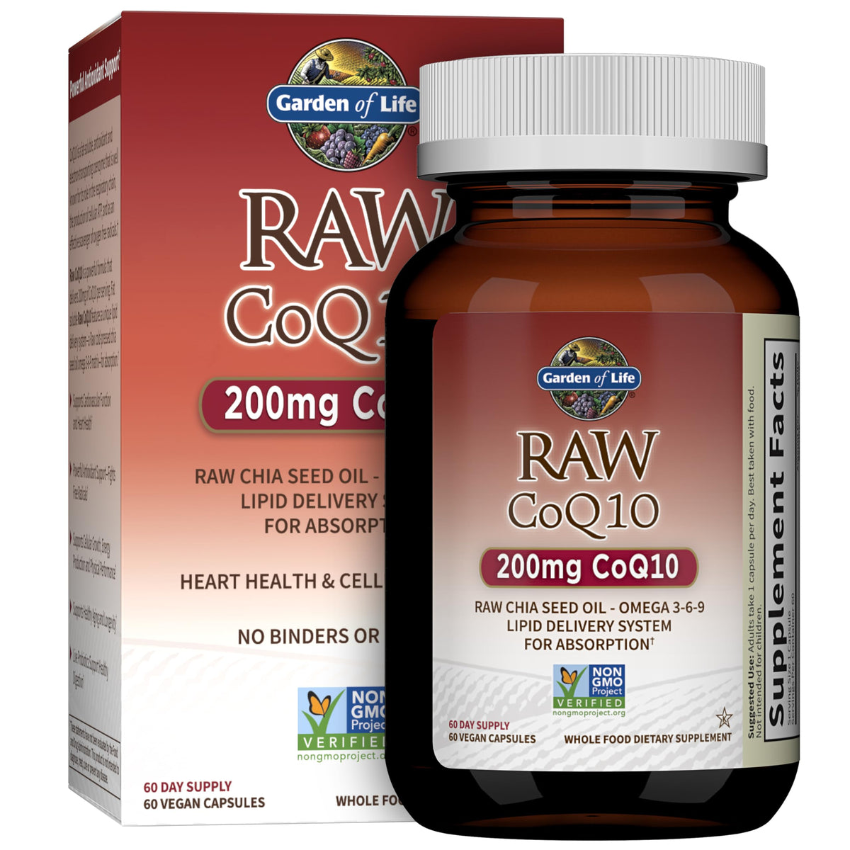Garden of Life CoQ10 200mg 60 capsules vue de face