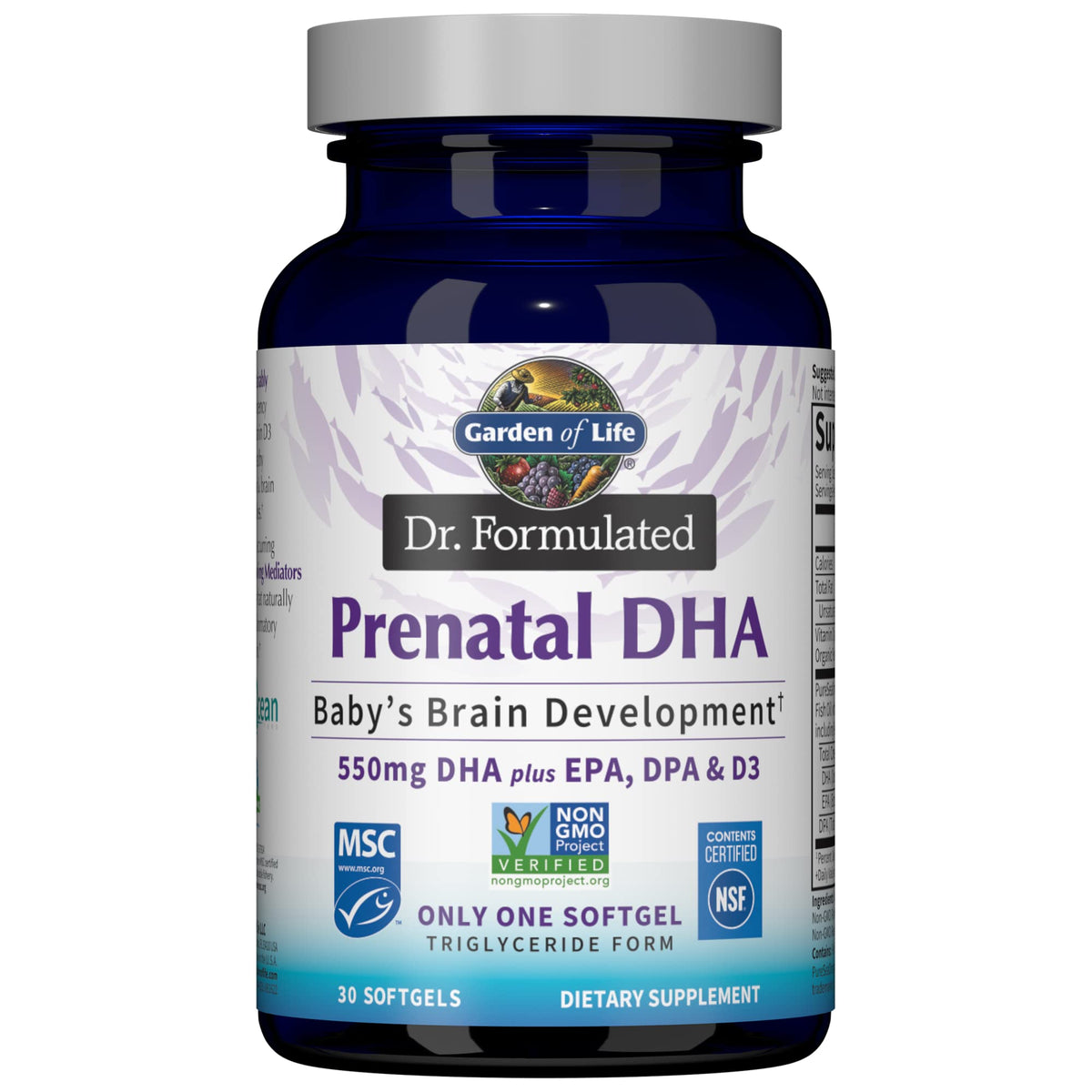 Garden of Life DHA Prénatal 500mg gélules vue de face