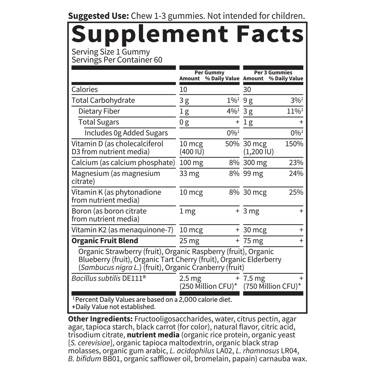 Garden of Life Gummies Calcium Magnésium Framboise 60 unités ouvertes