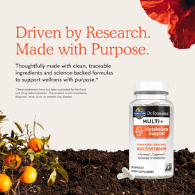 Garden of Life Multi+ Soutien Métabolisme 30 Capsules, affichage des ingrédients clés