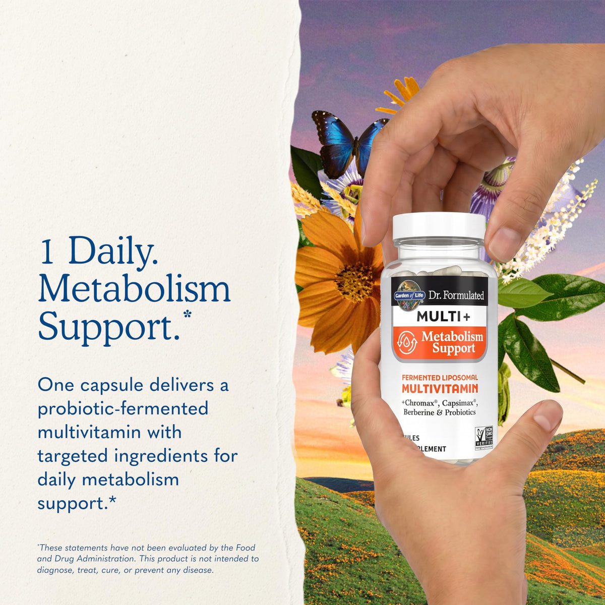 Garden of Life Multi+ Soutien Métabolisme 30 Capsules, vue de côté
