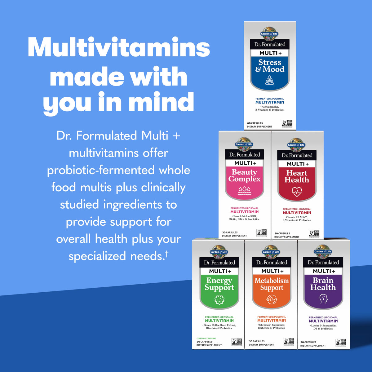 Garden of Life Multi+ Stress & Mood capsules sur table