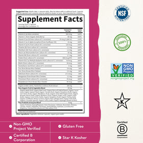 Garden of Life Multivitamine Femme capsules ouvertes avec eau