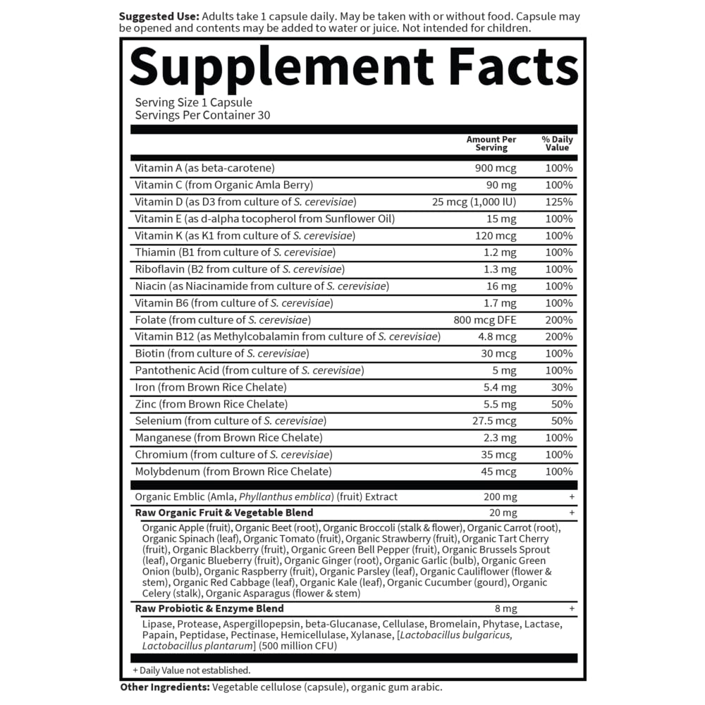Garden of Life Multivitamine Femme ouverte avec contenu