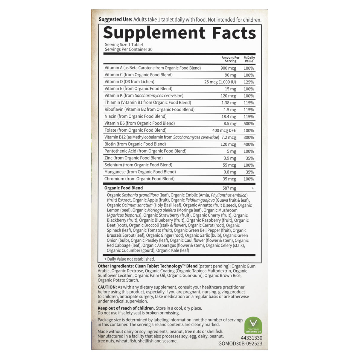 Garden of Life Multivitamine Homme Bio 30 comprimés, mise en scène sur un bureau