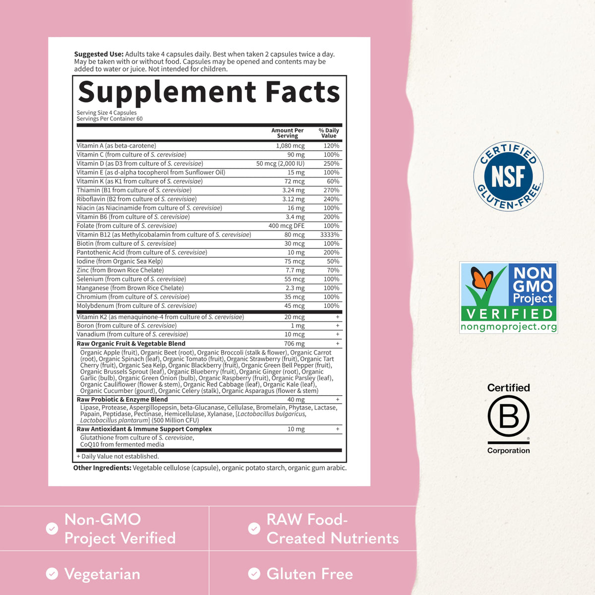 Garden of Life Multivitamines 50+ Femmes 240 Capsules côté