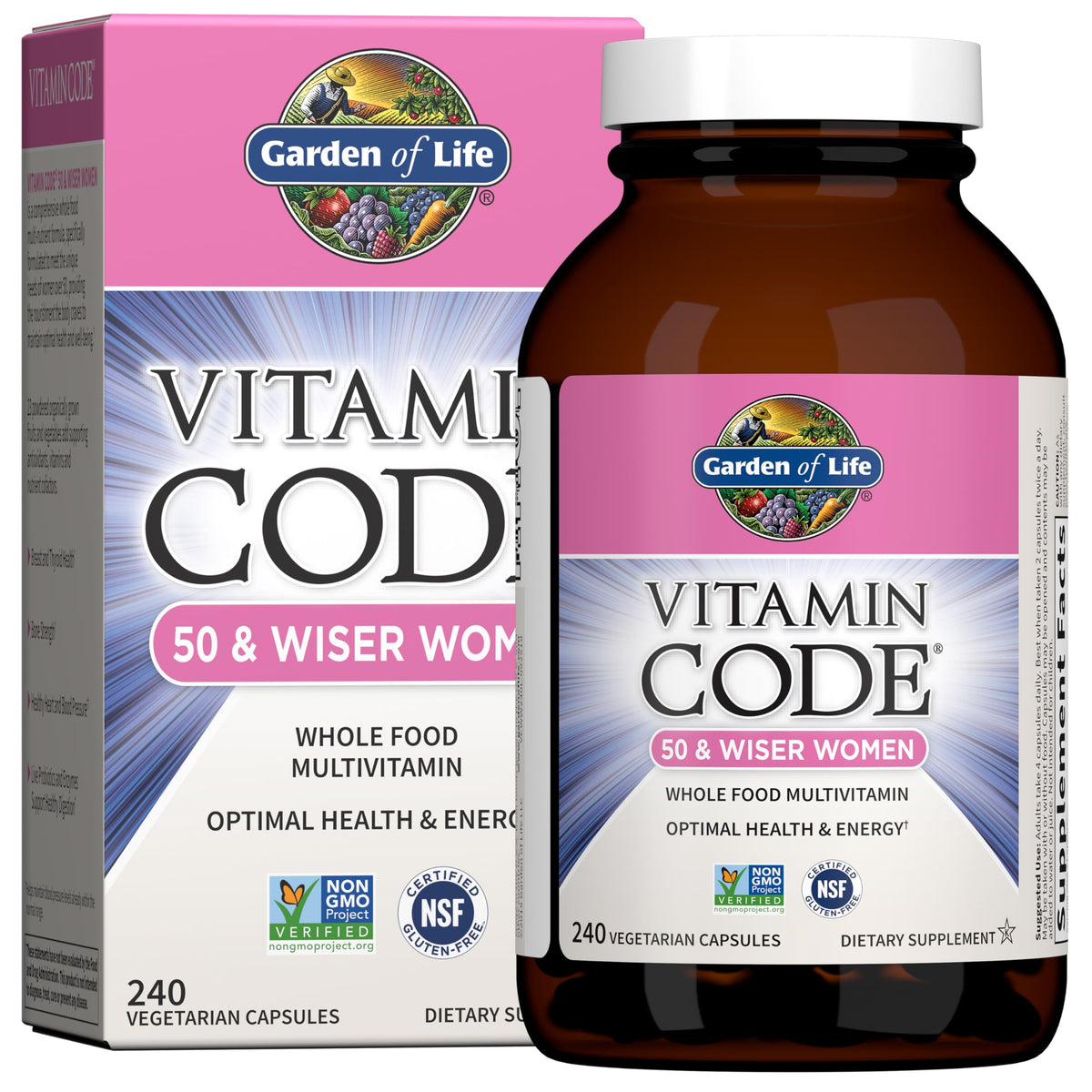 Garden of Life Multivitamines 50+ Femmes 240 Capsules vue de face