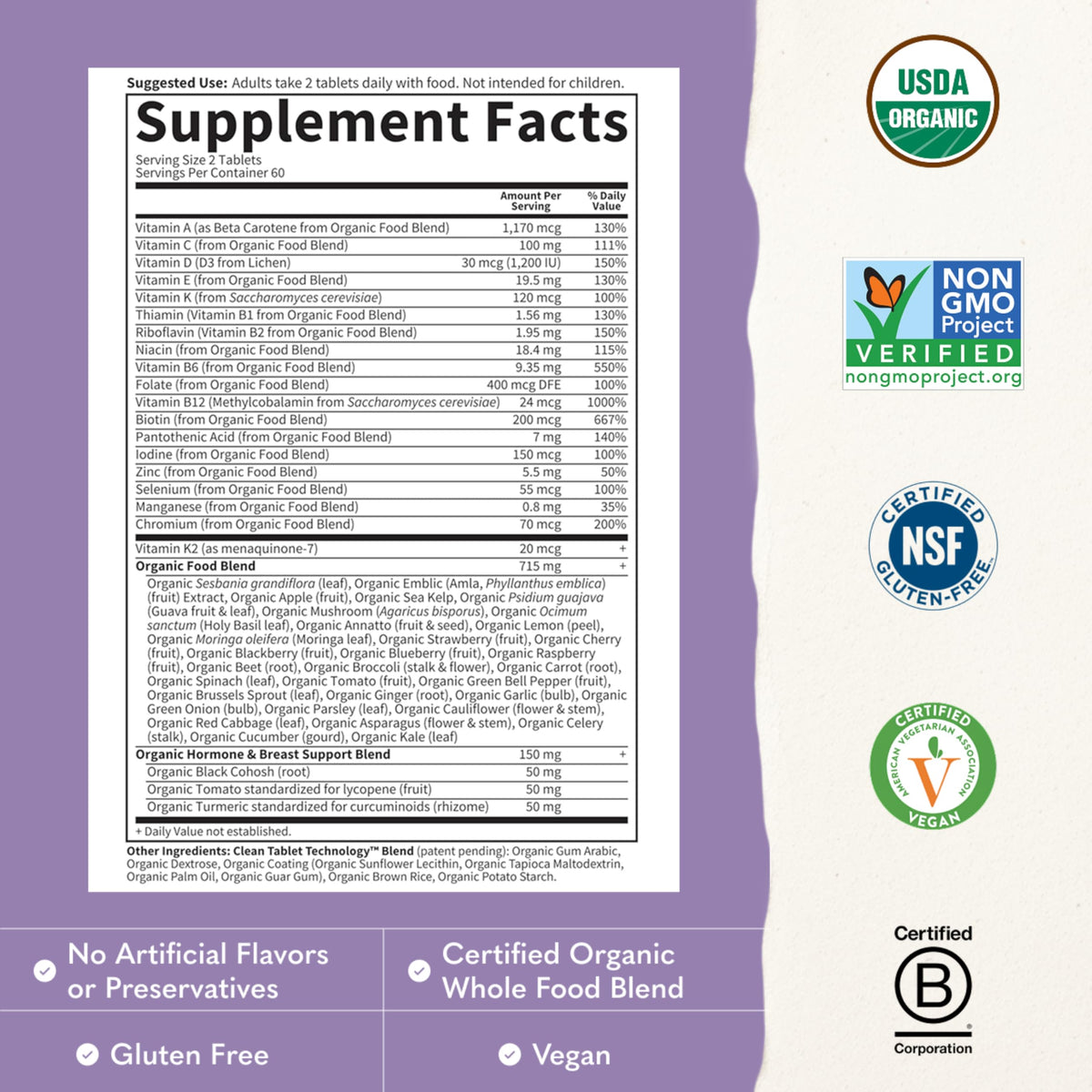 Garden of Life Multivitamines Femme 40+ ingrédients bio